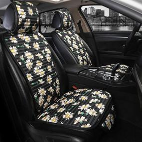 img 3 attached to GIANT PANDA Daisy Car Seat Covers Full Set Printed Seat Protectors Universal For Cars SUV