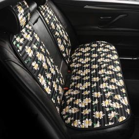 img 1 attached to GIANT PANDA Daisy Car Seat Covers Full Set Printed Seat Protectors Universal For Cars SUV