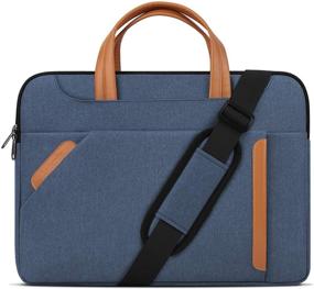 img 4 attached to 💧 Waterproof Laptop Bag 13.3-14 inch: Stylish and Multi-functional Sleeve for Business and School, with Shoulder Straps and Handle - Blue