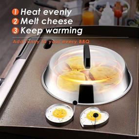 img 1 attached to 🍳 HasteeL Stainless Steel Griddle Accessories Set - 10 Piece Kit for Flat Top Teppanyaki BBQ Cooking, Camping - Includes 12” Melting Dome, Metal Spatulas, Griddle Scrapers, Tong, Egg Rings, Bottles