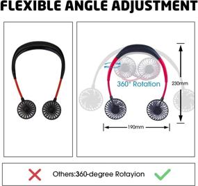img 2 attached to 💨 Abitku Neckband Fan - Portable Cooling Neckband Fan with Hands-Free Design, USB Rechargeable Mini Fan, 360° Adjustable Cooling, 3 Speeds & 2 Modes LED Light, Black