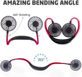 img 1 attached to 💨 Abitku Neckband Fan - Portable Cooling Neckband Fan with Hands-Free Design, USB Rechargeable Mini Fan, 360° Adjustable Cooling, 3 Speeds & 2 Modes LED Light, Black