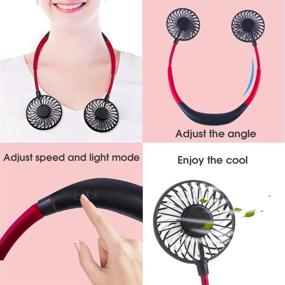 img 3 attached to 💨 Abitku Neckband Fan - Portable Cooling Neckband Fan with Hands-Free Design, USB Rechargeable Mini Fan, 360° Adjustable Cooling, 3 Speeds & 2 Modes LED Light, Black