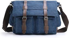 img 4 attached to 👜 Premium Verlenpaple Canvas Messenger Bag: 15 Inch Laptop Shoulder Bag with Multiple Pockets - Ideal Vintage Bag for Men's Work and Travel