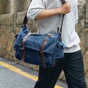 img 3 attached to 👜 Premium Verlenpaple Canvas Messenger Bag: 15 Inch Laptop Shoulder Bag with Multiple Pockets - Ideal Vintage Bag for Men's Work and Travel