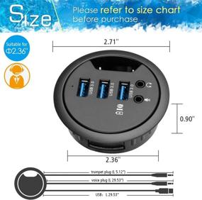 img 4 attached to 🖥️ Convenient Desk USB Hub with Grommet Hole, 3 USB 3.0 Ports, BC 1.2 USB Charger, Audio Jack, and iPhone/Smart Phone Compatibility - Includes AC Power Supply