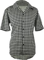 stylish houndstooth button-down short sleeve shirt: a must-have addition to your wardrobe logo