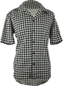 img 3 attached to Stylish Houndstooth Button-Down Short Sleeve Shirt: A Must-Have Addition to Your Wardrobe