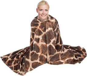 img 3 attached to 🦒 Giraffe Print Throw Blanket - Super Soft, Extra-Large Giraffe Blanket for Women, Girls, Teens, and Children - Cute Fleece Giraffe Throw (50in x 60in) - Warm, Plush, and Cozy Sofa or Couch Throw