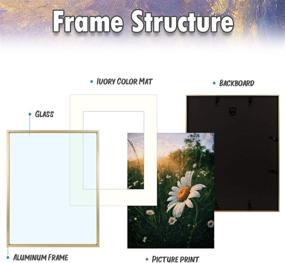 img 2 attached to 🖼️ AUEAR, 11x14 Gold Aluminum Picture Frame with Real Glass - Designed to Showcase 8x10 Photos with Ivory Matting - Wall Mountable in Both Horizontal and Vertical Orientations - Set of 2