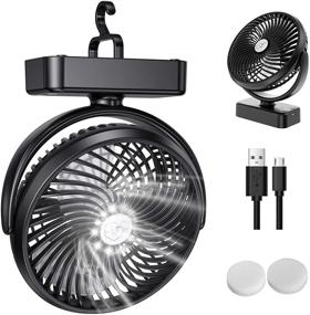 img 4 attached to ZEBRE Rechargeable Camping Fan with LED Lantern - Portable Mini Handheld USB Desk Fan for Home Office, Stroller, and Tent Car RV – Ideal for Hurricane Emergency Outages with Hanging Hook