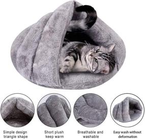 img 3 attached to 🐱 VeMee Plush Cat Sleep Bag - Cozy Pet Cave Bed for Small Cats, Dogs, and Puppies - Covered Pet Beds Cave