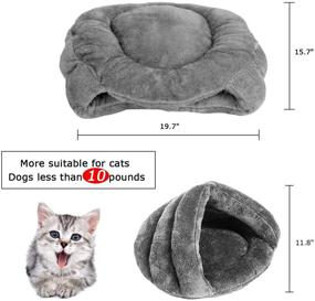 img 2 attached to 🐱 VeMee Plush Cat Sleep Bag - Cozy Pet Cave Bed for Small Cats, Dogs, and Puppies - Covered Pet Beds Cave