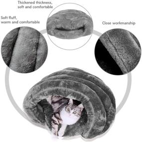 img 1 attached to 🐱 VeMee Plush Cat Sleep Bag - Cozy Pet Cave Bed for Small Cats, Dogs, and Puppies - Covered Pet Beds Cave