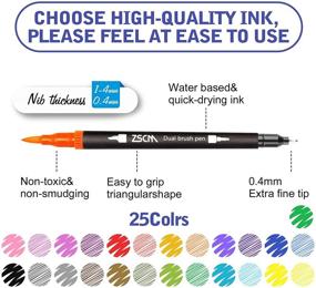 img 2 attached to 🖍️ Dual Brush Colored Pens, ZSCM Fine&Brush Tip Paint Markers - 25 Colors for Kids & Adults Coloring Books, Drawing, Bullet Journal, Planner, Calendar, Art Projects, School Supplies, Halloween