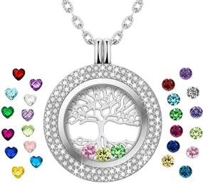 img 4 attached to 🌳 Cloris Tautou Tree of Life Necklace Engraved 'I Love You to the Moon and Back' + 24 Created Birthstones