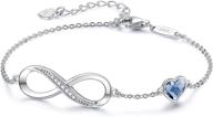 infinity heart symbol charm bracelet for women - 925 sterling silver, adjustable, perfect mother's day, birthday, christmas gift for mom, wife, girls. logo