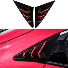 img 4 attached to XITER 2 шт ABS углеродное волокно гоночный стиль задние боковые жалюзи для вентиляции воздуха окон задней стороны крыши крышки шторы для Honda Civic Hatchback 2021 2020 2019 2018 2017 2016 (зеркально-черный, красные обрамления)