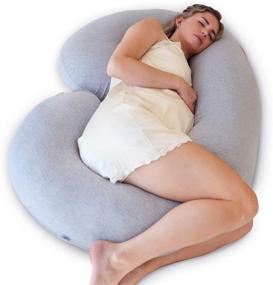 img 4 attached to 🤰 PharMeDoc Pregnancy Pillow - Full Body C-Shape Maternity Support with Grey Jersey Cover for Back, Hips, Legs, Belly of Pregnant Women