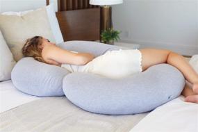 img 3 attached to 🤰 PharMeDoc Pregnancy Pillow - Full Body C-Shape Maternity Support with Grey Jersey Cover for Back, Hips, Legs, Belly of Pregnant Women
