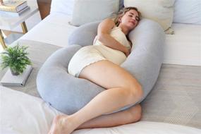 img 2 attached to 🤰 PharMeDoc Pregnancy Pillow - Full Body C-Shape Maternity Support with Grey Jersey Cover for Back, Hips, Legs, Belly of Pregnant Women