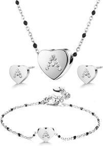 img 4 attached to BELLALULU Initial Jewelry Set: Heart Necklace, Bracelet, and Earrings - A-Z Letters in 14K Gold or Silver, Handcrafted Chain with Sparkling Cubic Zirconia Pendants - Perfect Letter Accessories for Women and Children