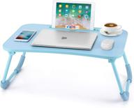🔵 nnewvante синяя складная подставка-столик для кровати с отделениями для ipad - стол для взрослых, студентов, детей - идеально подходит для еды и письма логотип