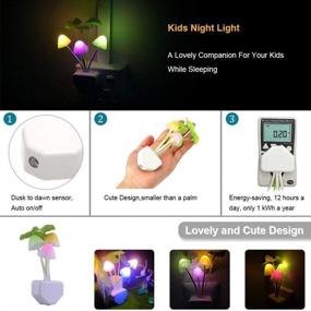 img 2 attached to 🍄 [2 Pack] Dusk to Dawn Sensor LED Mushroom Night Light Lamp with Cute Color Changing Bed Nightlight, Enhancing LED Wall Light