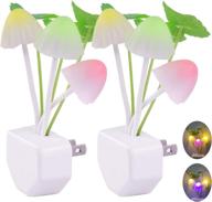 🍄 [2 pack] dusk to dawn sensor led mushroom night light lamp with cute color changing bed nightlight, enhancing led wall light логотип