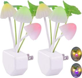 img 4 attached to 🍄 [2 Pack] Dusk to Dawn Sensor LED Mushroom Night Light Lamp with Cute Color Changing Bed Nightlight, Enhancing LED Wall Light