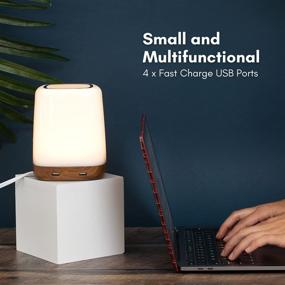 img 3 attached to 💡 Multi-functional Macally LED Table Lamp: USB Port with 4 Fast Charge Ports, 3 Level Brightness Touch Sensor Control, Small Bedside & Desk Lamp with USB Charging Port (2700K Warm White)