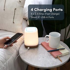 img 1 attached to 💡 Multi-functional Macally LED Table Lamp: USB Port with 4 Fast Charge Ports, 3 Level Brightness Touch Sensor Control, Small Bedside & Desk Lamp with USB Charging Port (2700K Warm White)