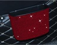 🚗 siyibb автомобильный карман для хранения с блестящими диамантами: стильный органайзер для переднего/заднего сиденья, мусорная корзина и подвесной контейнер в красном цвете. логотип
