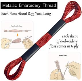 img 2 attached to 🧵 High-quality Metallic Embroidery Thread for Cross Stitch and Craft Projects - 6 Skeins Six Strand Embroidery Floss in Vibrant Red