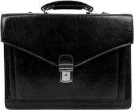 👜 handmade italian business bag - classy black attache case for men by time resistance - leather briefcase logo