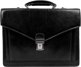 img 4 attached to 👜 Handmade Italian Business Bag - Classy Black Attache Case for Men by Time Resistance - Leather Briefcase