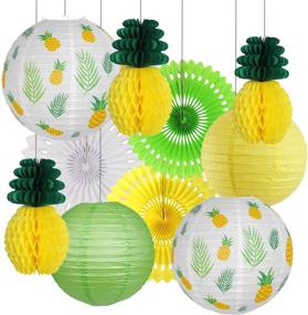 img 4 attached to 🍍 Pineapple Party Decorations: Vibrant Hawaiian Supplies for Birthday Luau Summer Party - Yellow Tropical Leaves, Paper Lanterns, Honeycomb Fans!