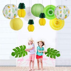 img 1 attached to 🍍 Pineapple Party Decorations: Vibrant Hawaiian Supplies for Birthday Luau Summer Party - Yellow Tropical Leaves, Paper Lanterns, Honeycomb Fans!