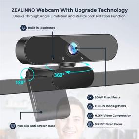 img 1 attached to 📸 ZEALINNO 1080P Webcam with Microphone and Tripod Stand - HD Laptop USB Webcam for ZOOM, Video Calling, Recording, Conferencing, Gaming - Plug and Play Web Camera with 110-Degree Widescreen