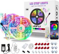 🌈 jofly upgraded led strip lights 32.8ft with app & remote control, alexa compatible, high brightness rgb multicolor string lights for bar party bedroom home decoration – complete accessories included логотип