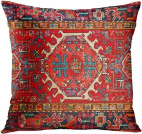 img 2 attached to 🏮 Britimes Persian Home Decor Set of 4 Throw Pillow Covers - Oriental Inspired 18 x 18 Inches Decorative Pillow Cases for Outdoor Cushion Couch Sofa - Colorful Red Tribal Pillowcases