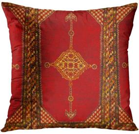 img 3 attached to 🏮 Britimes Persian Home Decor Set of 4 Throw Pillow Covers - Oriental Inspired 18 x 18 Inches Decorative Pillow Cases for Outdoor Cushion Couch Sofa - Colorful Red Tribal Pillowcases