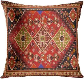 img 1 attached to 🏮 Britimes Persian Home Decor Set of 4 Throw Pillow Covers - Oriental Inspired 18 x 18 Inches Decorative Pillow Cases for Outdoor Cushion Couch Sofa - Colorful Red Tribal Pillowcases