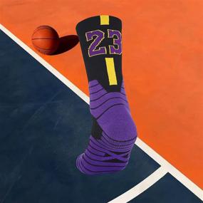 img 3 attached to 🏀 Pimaja Basketball Socks - 3 Pairs, Ankle Protection with 3D Compression Cushion, Athletic Sport Socks for Men &+