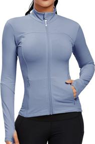 img 4 attached to 🌈 Rainbow Workout Jackets for Women: Stylish, Lightweight Athletic Track Jacket for Running & Gym