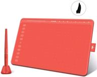 🎨 high-performance huion hs611 red graphics drawing tablet with 8 multimedia keys, android support, and battery-free stylus - ideal for art beginners - 10inch (coral red) logo