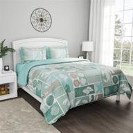 🛏️ bedford home 3-piece quilt and bedding set: harbor town veranda, hypoallergenic polyester microfiber with shams (full/queen) – a complete package for a cozy bedroom logo