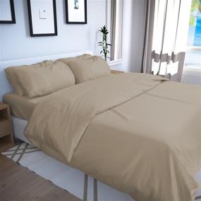 img 4 attached to 🌿 Organic Bamboo Bay King Size Luxury Duvet Cover Set - Tan, Ultra Soft Special Weave, Cooling, 3 Piece Set with 2 Premium Pillow Shams