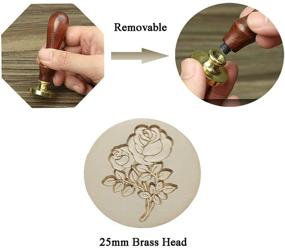 img 2 attached to 💌 Vintage Wood Handle Wax Seal Stamp, Lanyoshe Floral Flower Sealing Stamp - 25mm Brass Seal for Envelopes, Invitations, Cards, Wine Packages, Snail Mail, Letters - Perfect Gift for Friends and Loved Ones