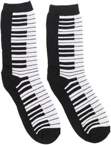 img 2 attached to 🎵 Playful Harmony: Girl's 3Pr Black White Music Notes, Piano Keys, Instruments Crew Socks